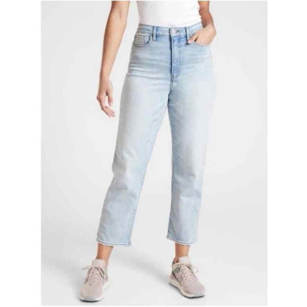 Everlane The Cropped Shortie Light Blue Straight Leg Jeans - Cotton